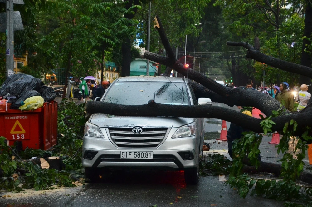 Chiếc xe bị hư hỏng nhẹ phần capo.